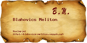Blahovics Meliton névjegykártya